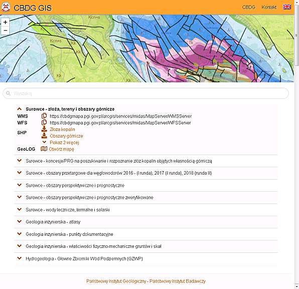 Screen of Application CBDG GIS