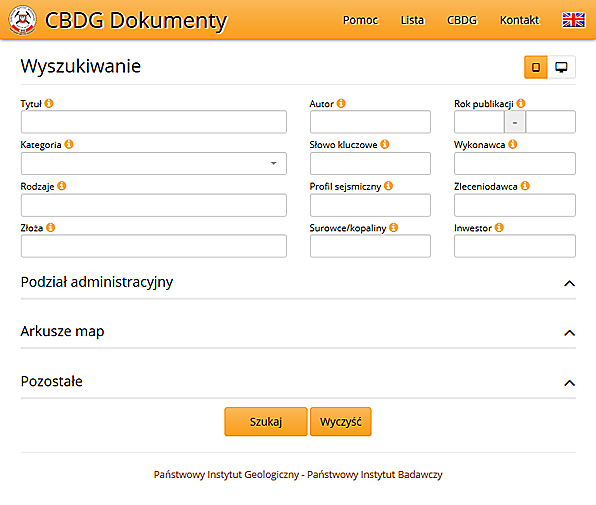 Screen of Application CBDG Archival reports