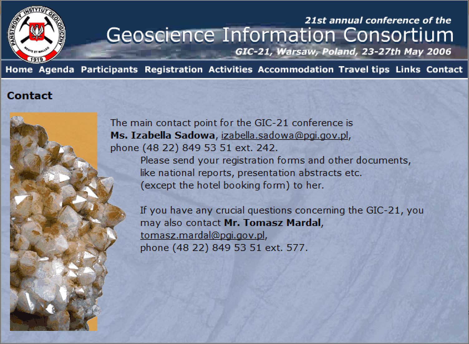GIC-21st Conference - contact page